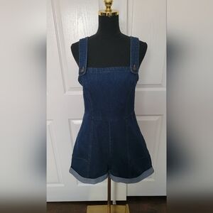 Bright & Beautiful Dark Blue Overall Shorts